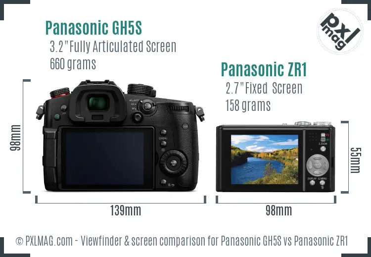 Panasonic GH5S vs Panasonic ZR1 Screen and Viewfinder comparison