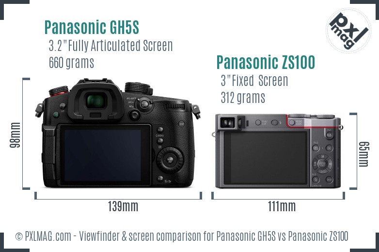 Panasonic GH5S vs Panasonic ZS100 Screen and Viewfinder comparison