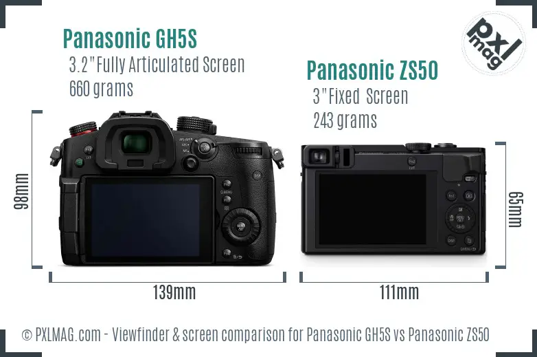 Panasonic GH5S vs Panasonic ZS50 Screen and Viewfinder comparison