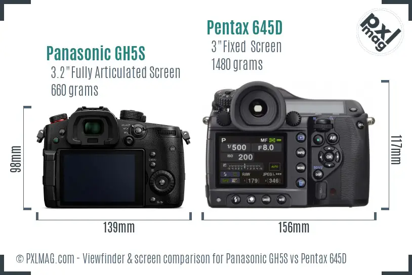 Panasonic GH5S vs Pentax 645D Screen and Viewfinder comparison