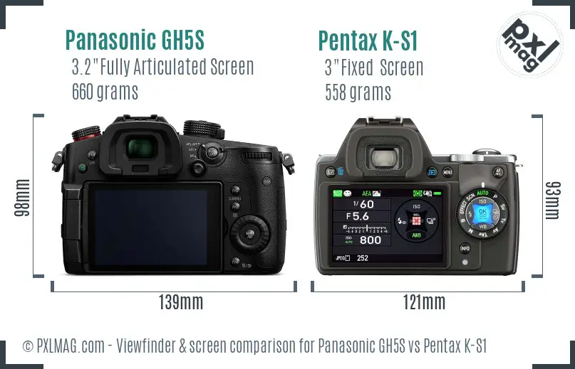 Panasonic GH5S vs Pentax K-S1 Screen and Viewfinder comparison