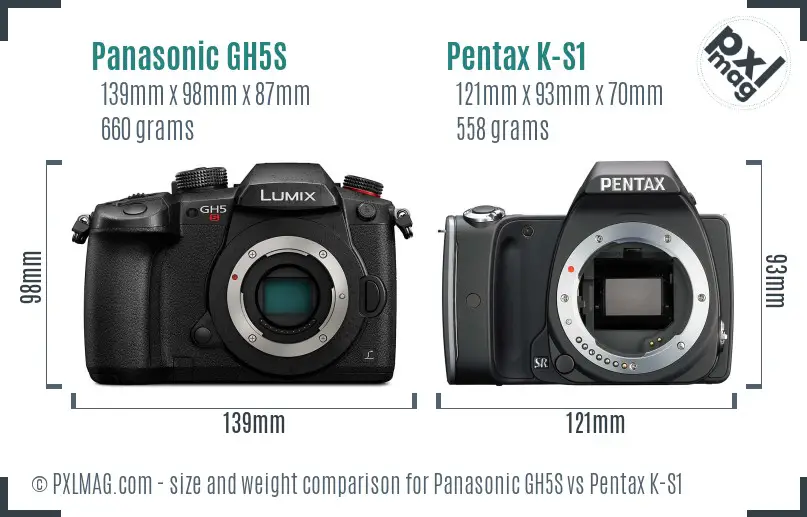 Panasonic GH5S vs Pentax K-S1 size comparison