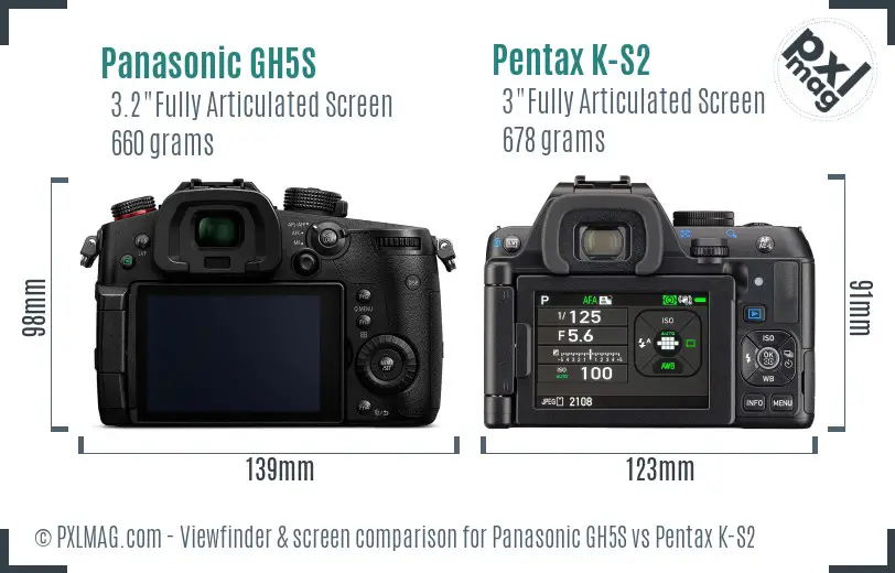 Panasonic GH5S vs Pentax K-S2 Screen and Viewfinder comparison