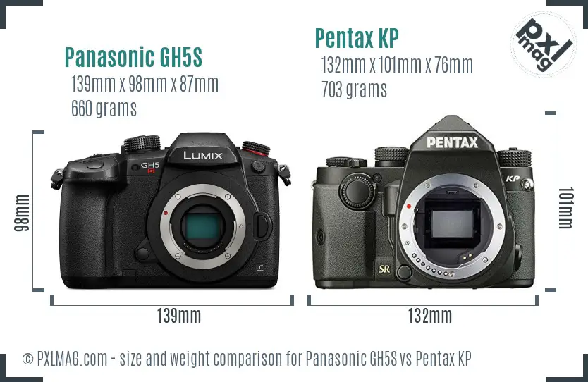 Panasonic GH5S vs Pentax KP size comparison