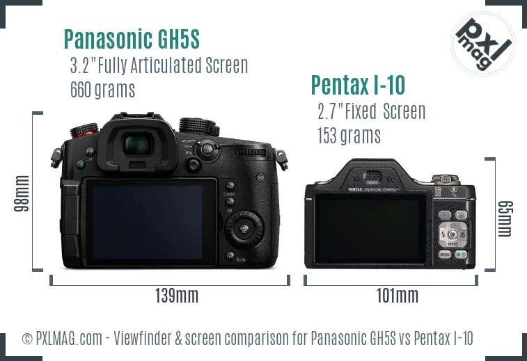 Panasonic GH5S vs Pentax I-10 Screen and Viewfinder comparison