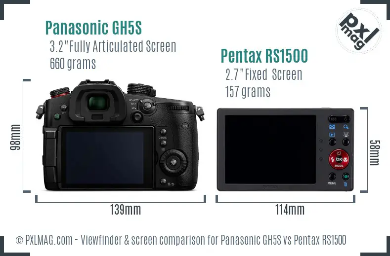 Panasonic GH5S vs Pentax RS1500 Screen and Viewfinder comparison