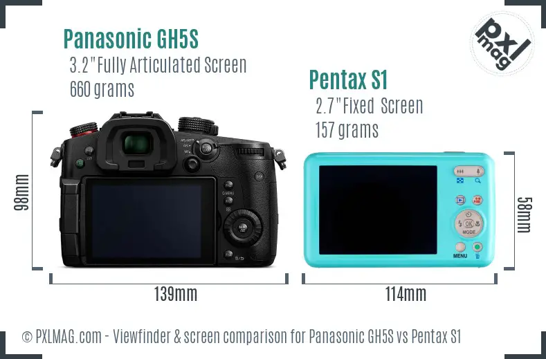 Panasonic GH5S vs Pentax S1 Screen and Viewfinder comparison