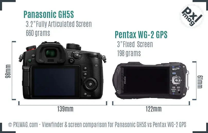Panasonic GH5S vs Pentax WG-2 GPS Screen and Viewfinder comparison