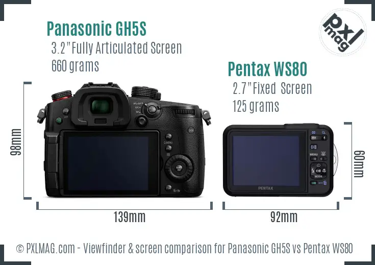 Panasonic GH5S vs Pentax WS80 Screen and Viewfinder comparison