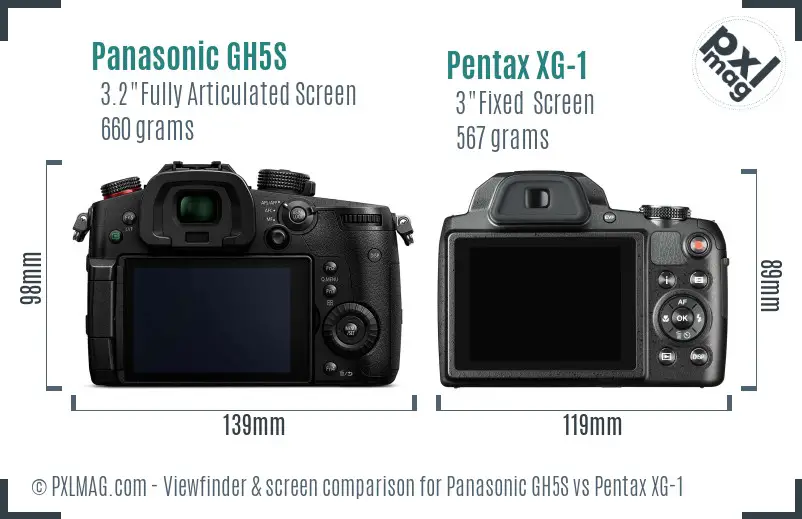 Panasonic GH5S vs Pentax XG-1 Screen and Viewfinder comparison