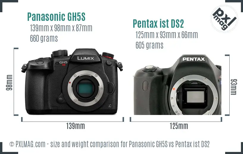 Panasonic GH5S vs Pentax ist DS2 size comparison
