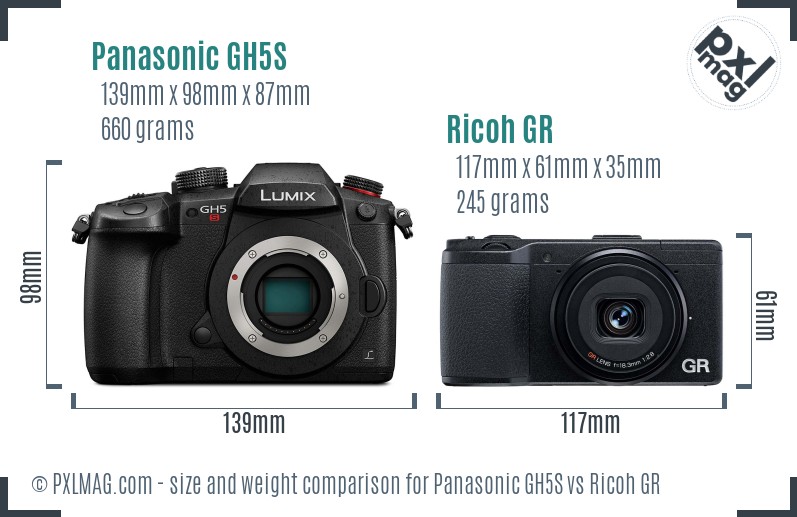 Panasonic GH5S vs Ricoh GR size comparison Panasonic GH5S vs Ricoh GR size comparison