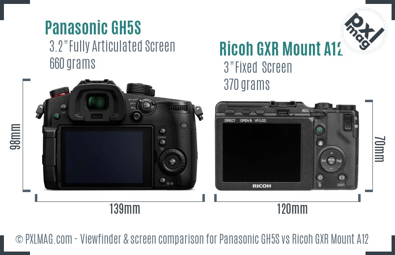 Panasonic GH5S vs Ricoh GXR Mount A12 Screen and Viewfinder comparison