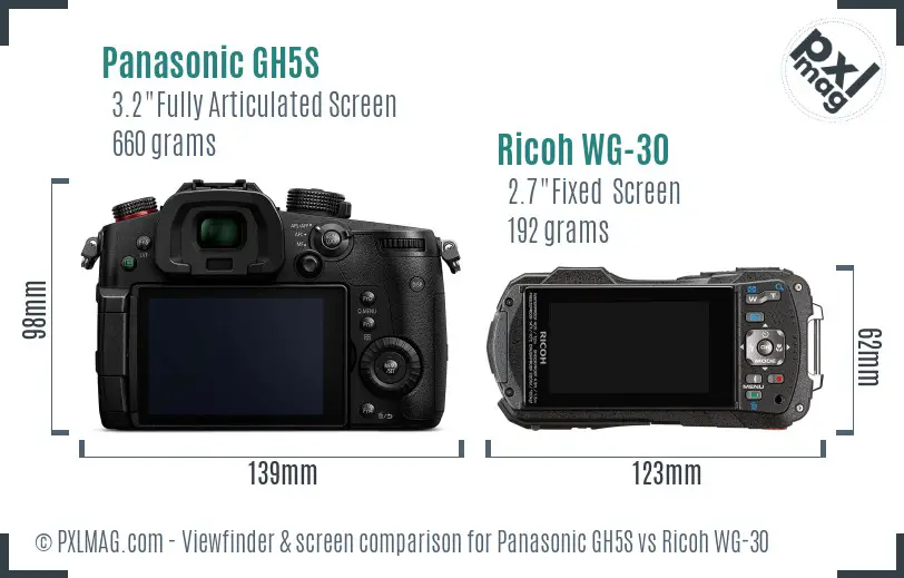 Panasonic GH5S vs Ricoh WG-30 Screen and Viewfinder comparison Panasonic GH5S vs Ricoh WG-30 Screen and Viewfinder comparison