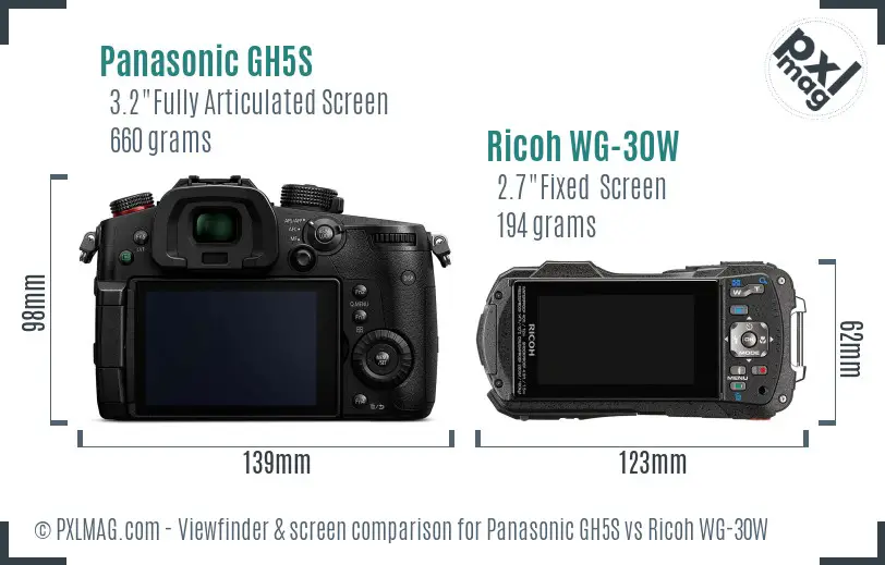 Panasonic GH5S vs Ricoh WG-30W Screen and Viewfinder comparison Panasonic GH5S vs Ricoh WG-30W Screen and Viewfinder comparison