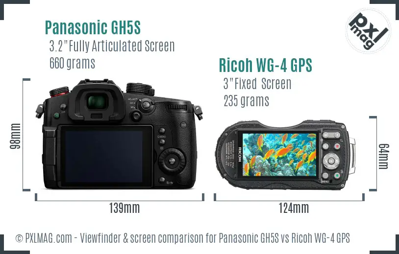 Panasonic GH5S vs Ricoh WG-4 GPS Screen and Viewfinder comparison