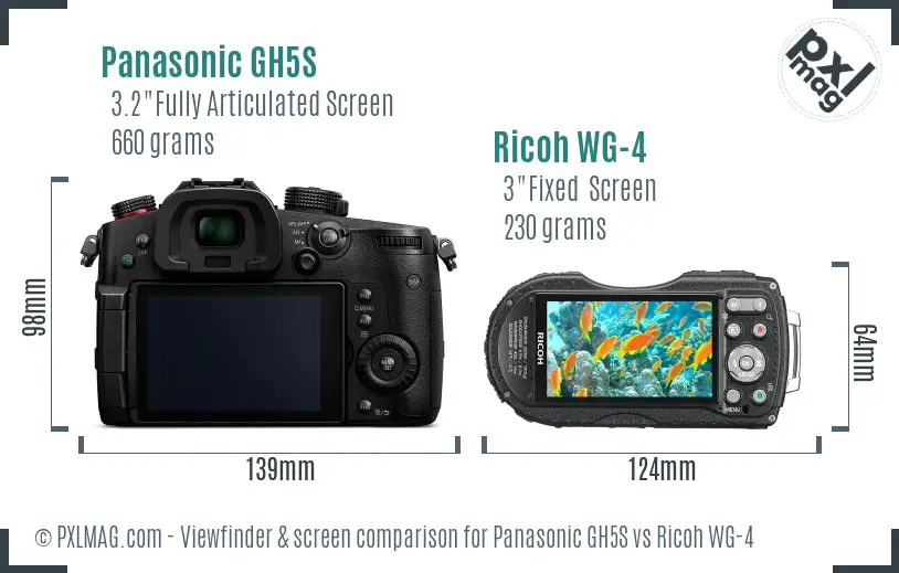 Panasonic GH5S vs Ricoh WG-4 Screen and Viewfinder comparison