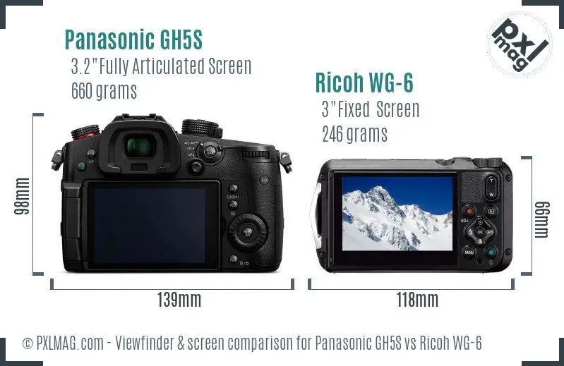 Panasonic GH5S vs Ricoh WG-6 Screen and Viewfinder comparison Panasonic GH5S vs Ricoh WG-6 Screen and Viewfinder comparison