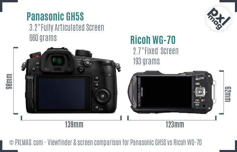Panasonic GH5S vs Ricoh WG-70 Screen and Viewfinder comparison