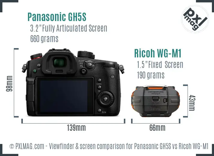 Panasonic GH5S vs Ricoh WG-M1 Screen and Viewfinder comparison