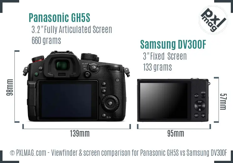 Panasonic GH5S vs Samsung DV300F Screen and Viewfinder comparison