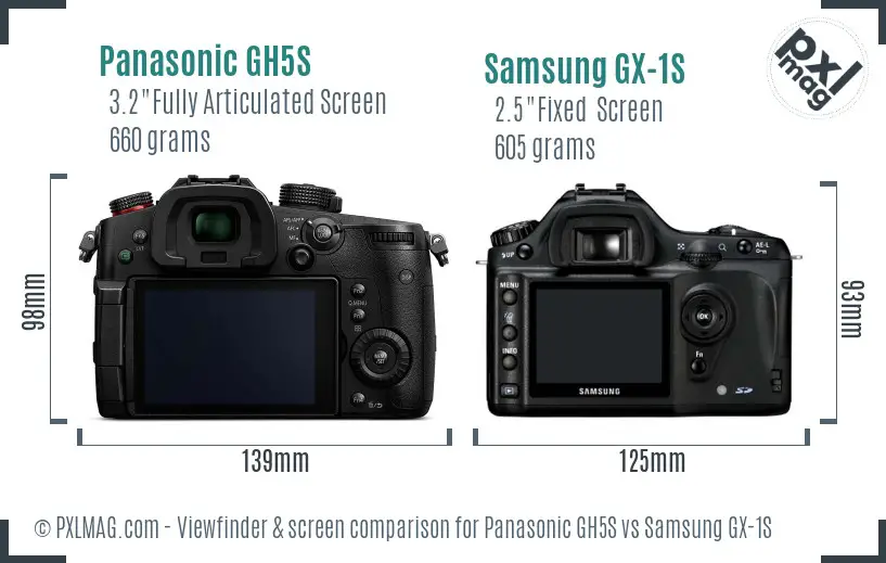 Panasonic GH5S vs Samsung GX-1S Screen and Viewfinder comparison Panasonic GH5S vs Samsung GX-1S Screen and Viewfinder comparison