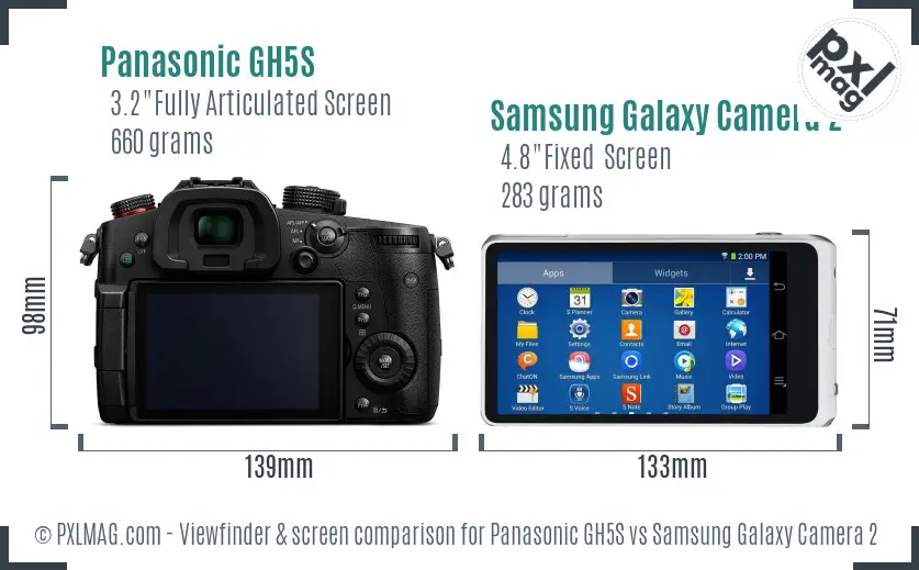 Panasonic GH5S vs Samsung Galaxy Camera 2 Screen and Viewfinder comparison