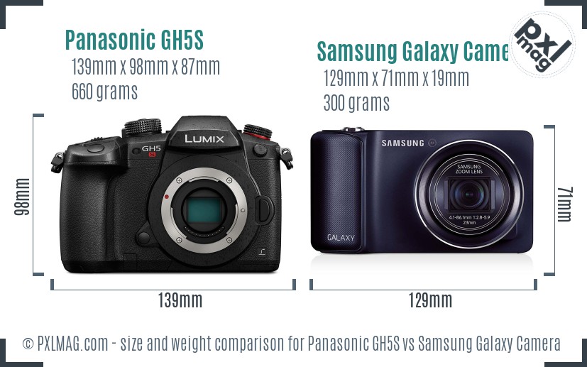 Panasonic GH5S vs Samsung Galaxy Camera size comparison