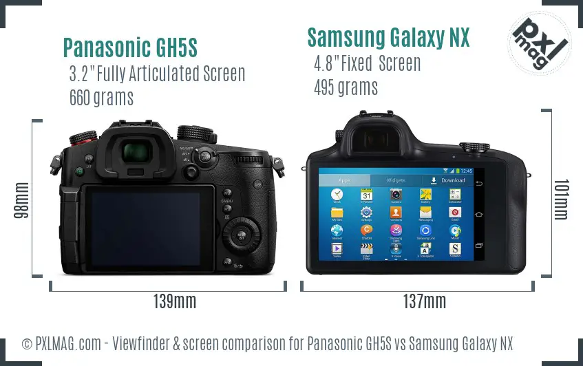 Panasonic GH5S vs Samsung Galaxy NX Screen and Viewfinder comparison