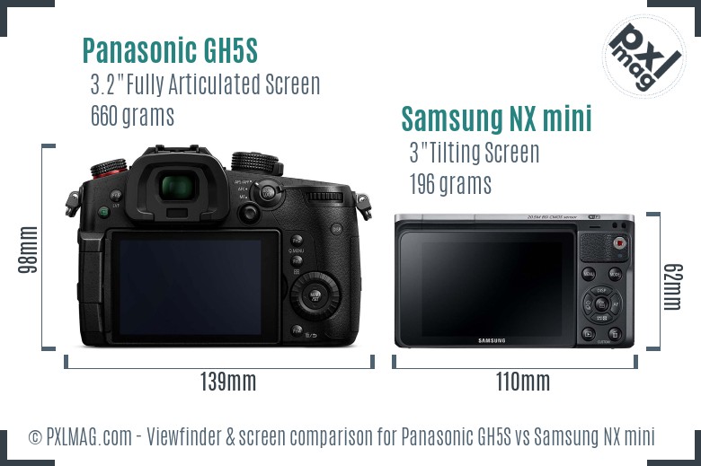 Panasonic GH5S vs Samsung NX mini Screen and Viewfinder comparison