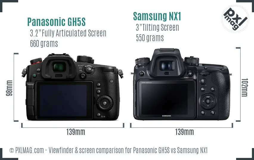 Panasonic GH5S vs Samsung NX1 Screen and Viewfinder comparison