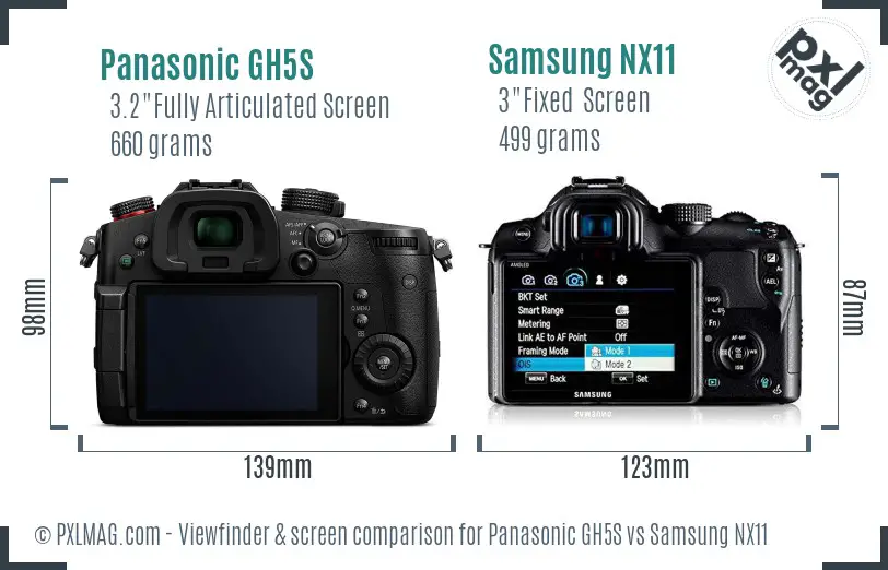 Panasonic GH5S vs Samsung NX11 Screen and Viewfinder comparison