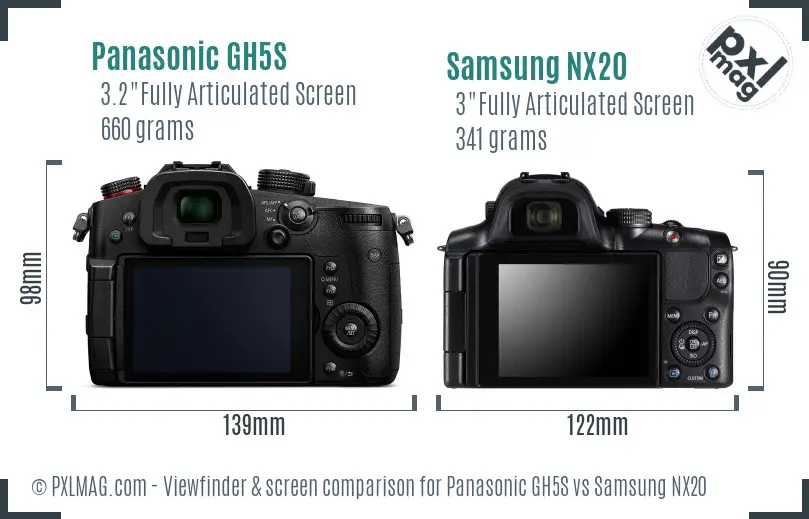 Panasonic GH5S vs Samsung NX20 Screen and Viewfinder comparison
