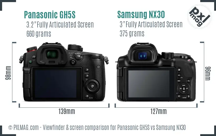 Panasonic GH5S vs Samsung NX30 Screen and Viewfinder comparison