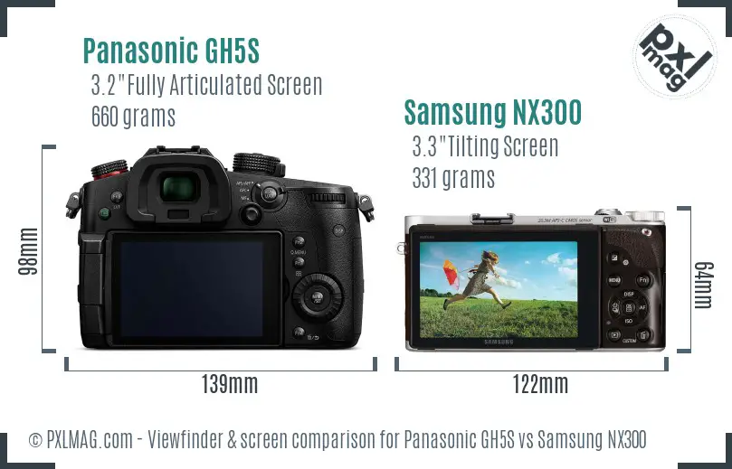 Panasonic GH5S vs Samsung NX300 Screen and Viewfinder comparison Panasonic GH5S vs Samsung NX300 Screen and Viewfinder comparison