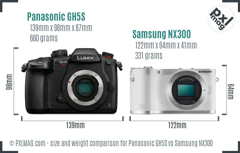 Panasonic GH5S vs Samsung NX300 size comparison Panasonic GH5S vs Samsung NX300 size comparison