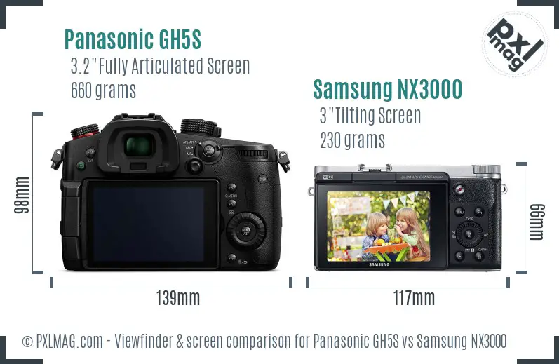 Panasonic GH5S vs Samsung NX3000 Screen and Viewfinder comparison