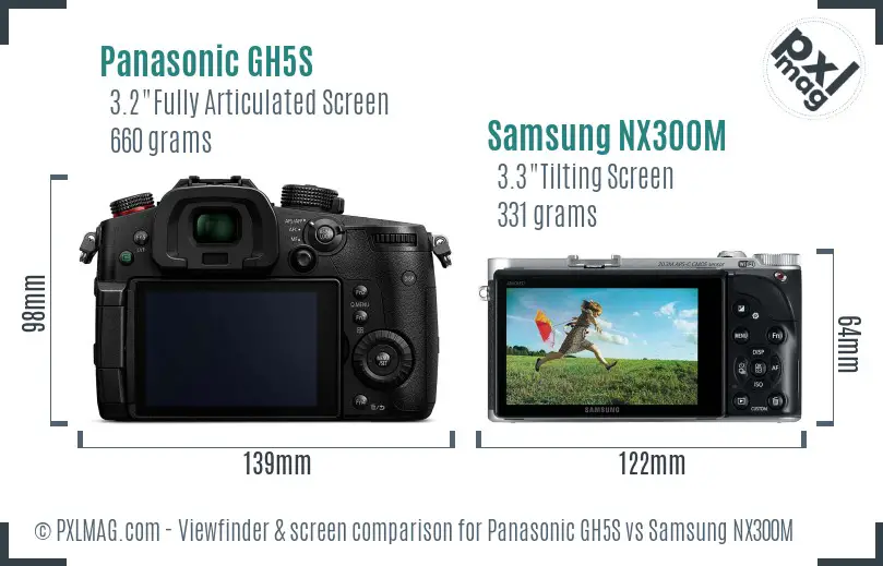 Panasonic GH5S vs Samsung NX300M Screen and Viewfinder comparison