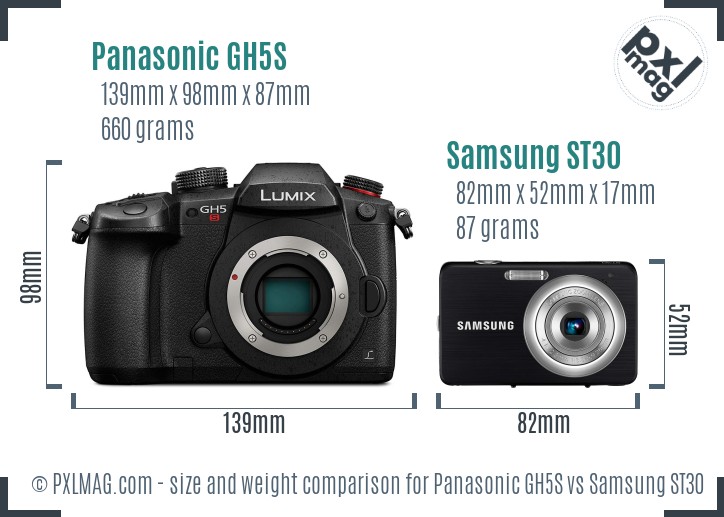 Panasonic GH5S vs Samsung ST30 size comparison Panasonic GH5S vs Samsung ST30 size comparison