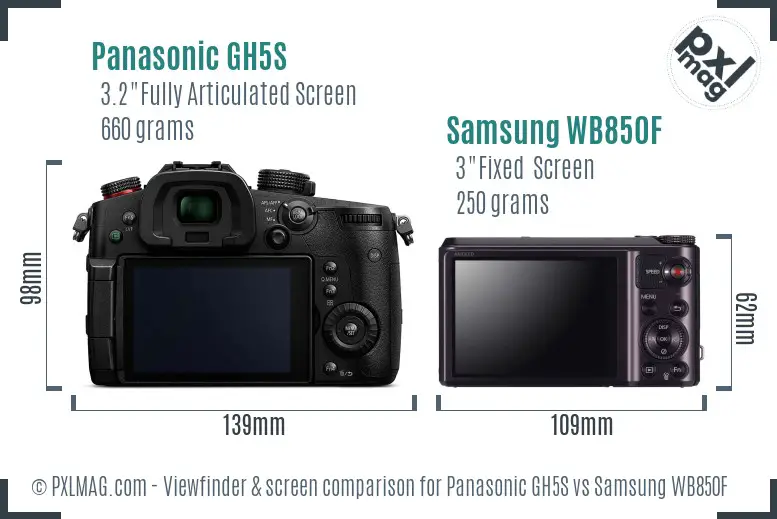 Panasonic GH5S vs Samsung WB850F Screen and Viewfinder comparison Panasonic GH5S vs Samsung WB850F Screen and Viewfinder comparison