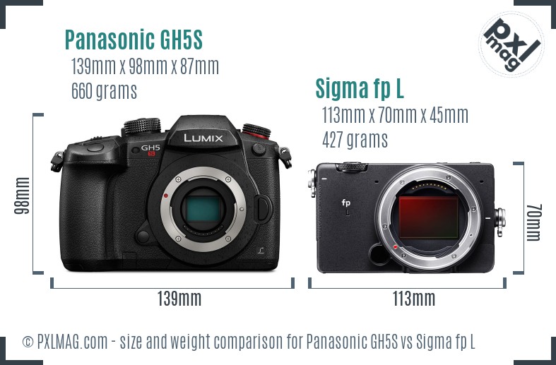 Panasonic GH5S vs Sigma fp L size comparison Panasonic GH5S vs Sigma fp L size comparison