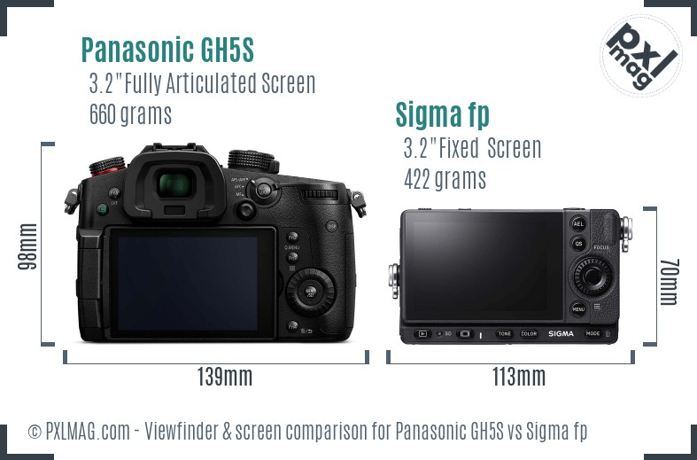 Panasonic GH5S vs Sigma fp Screen and Viewfinder comparison
