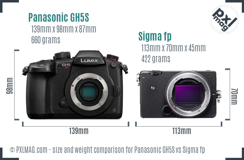 Panasonic GH5S vs Sigma fp size comparison Panasonic GH5S vs Sigma fp size comparison