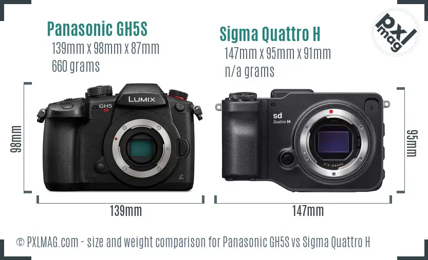 Panasonic GH5S vs Sigma Quattro H size comparison