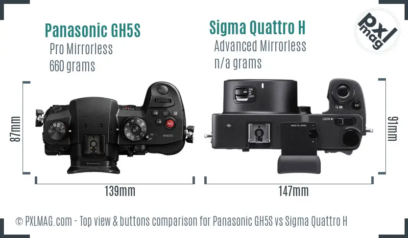 Panasonic GH5S vs Sigma Quattro H top view buttons comparison