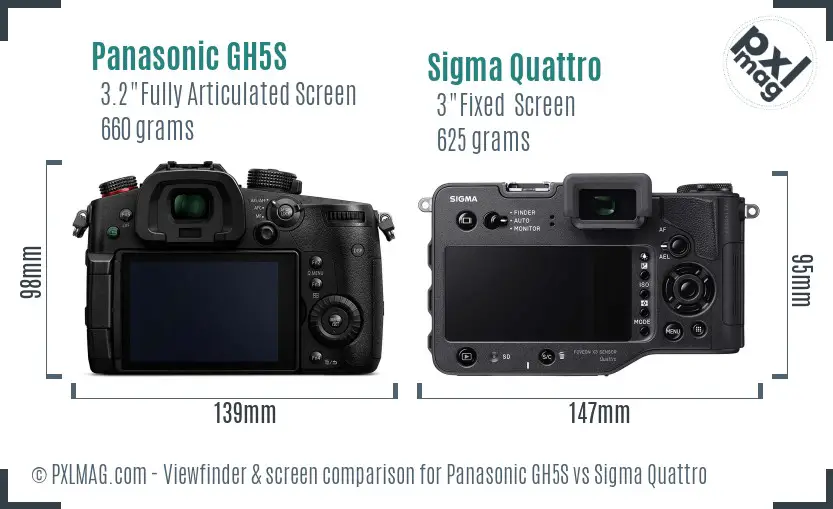 Panasonic GH5S vs Sigma Quattro Screen and Viewfinder comparison