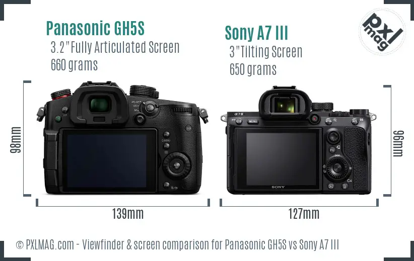 Panasonic GH5S vs Sony A7 III Screen and Viewfinder comparison