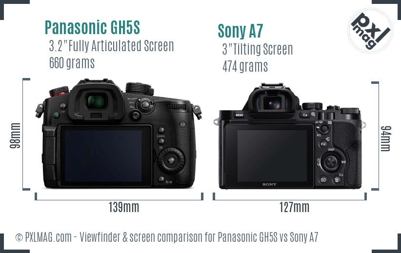 Panasonic GH5S vs Sony A7 Screen and Viewfinder comparison