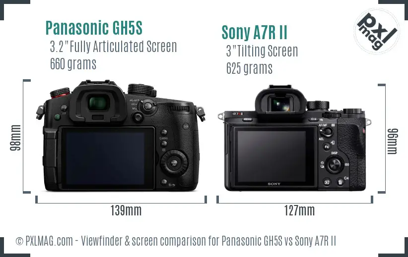 Panasonic GH5S vs Sony A7R II Screen and Viewfinder comparison