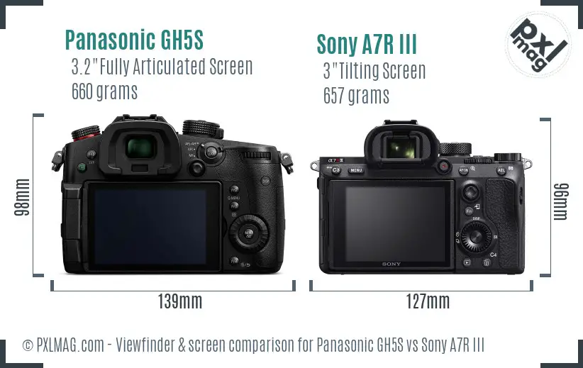 Panasonic GH5S vs Sony A7R III Screen and Viewfinder comparison